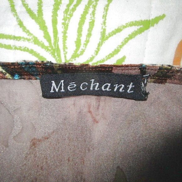 MECHANT Burnout VELVET Blouse Size L TOP Tunic 3/4 SLEEVES Asymmetrical FLOWY - Picture 5 of 11